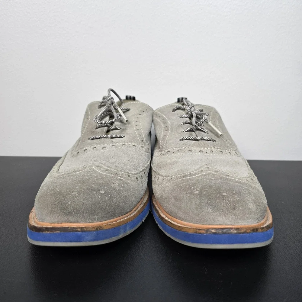 Cole Haan Shoes Mens 9.5 Gray Suede Morris Wingtip Oxford Sneakers Comfort Dress